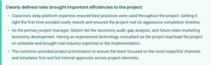 Image highlighting efficiencies from clearly defined roles